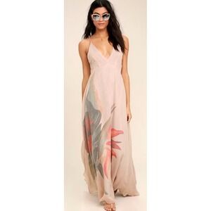 Lulus Large Maxi Dress Flowy Beach Spaghetti Festival Fairy Princess Artsy Boho
